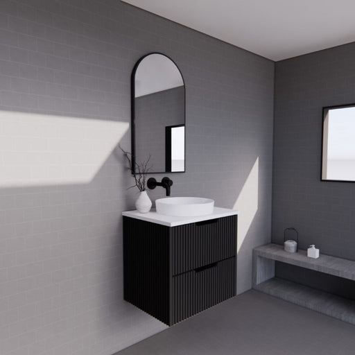 Riva | Bali 600mm Fluted Matte Black Wall Hung Vanity - Acqua Bathrooms