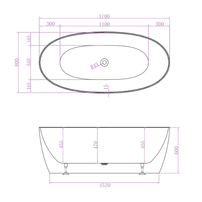 Delta Matte White 1700 Round Freestanding Bathtub - Acqua Bathrooms