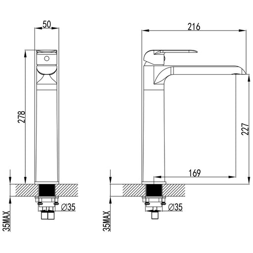 Ikon Kara Tall Basin Mixer - Acqua Bathrooms