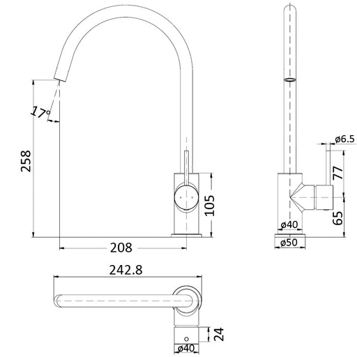 Ikon Hali Gun Metal Kitchen Mixer - Acqua Bathrooms