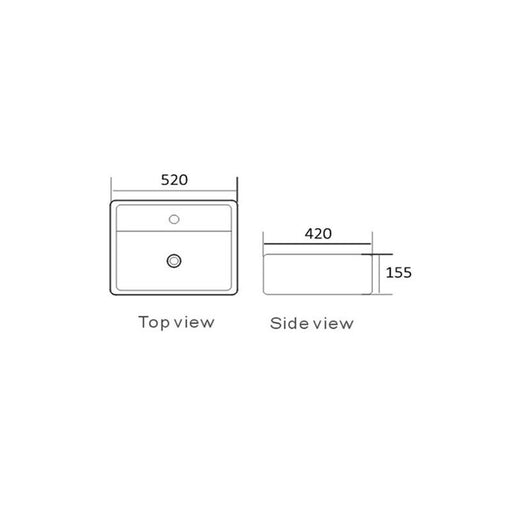 Square Above Counter Basin 520 x 420 x 155mm - Acqua Bathrooms