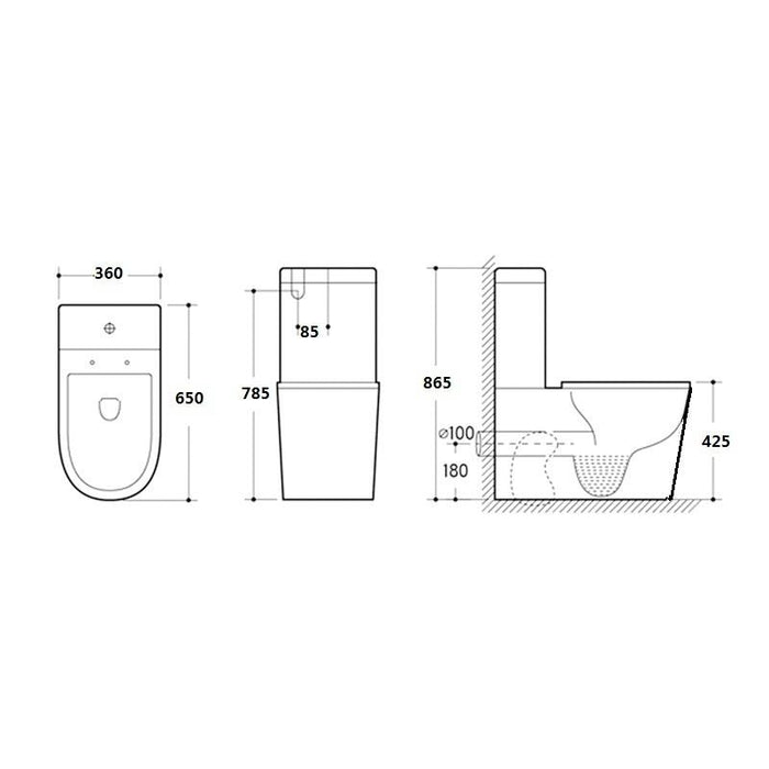 Livis 022 Rimless Wall Faced Toilet Suite - Acqua Bathrooms