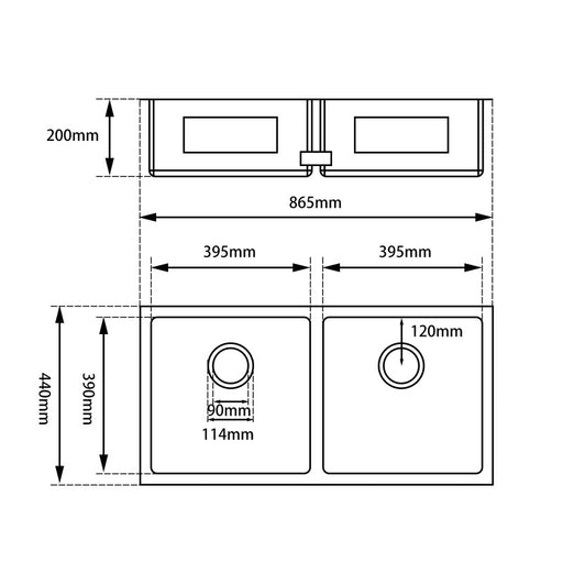 865 x 440 x 190 mm Kitchen Sink - Acqua Bathrooms