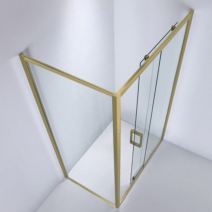 Brushed Gold Sliding Semi Frameless Shower Screen - Acqua Bathrooms