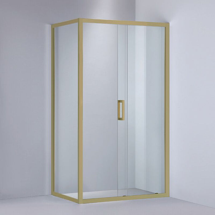 Brushed Gold Sliding Semi Frameless Shower Screen - Acqua Bathrooms