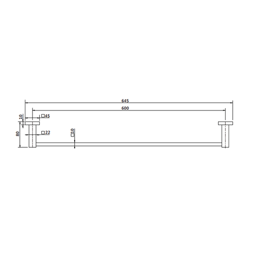 Messina Black 600 mm Single Towel Rail - Acqua Bathrooms