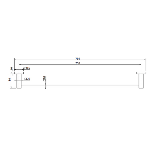 Messina Black 750 mm Single Towel Rail - Acqua Bathrooms