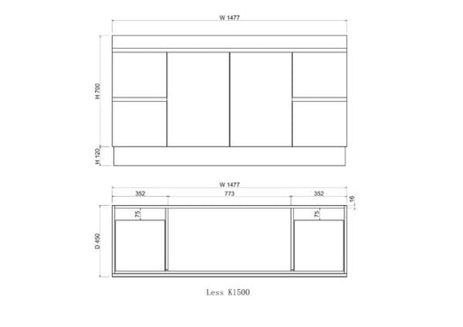 Noah 1500 mm Vanity on Kickboard - Acqua Bathrooms