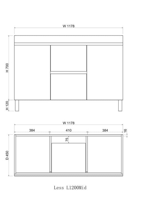 Noah 1200 mm Double Bowl Vanity on Legs - Acqua Bathrooms