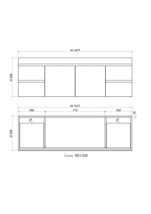 Noah Double Bowl 1500 mm Wall Hung Vanity - Acqua Bathrooms