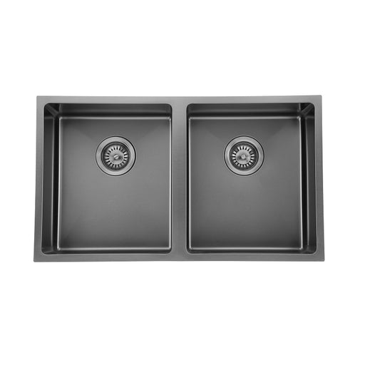 770 x 440 x 200 Gun Metal Double Kitchen Sink - Acqua Bathrooms