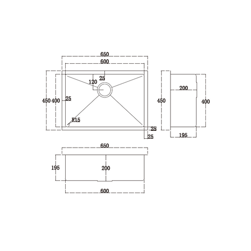 650 x 450 x 200 mm Kitchen & Laundry Sink - Acqua Bathrooms