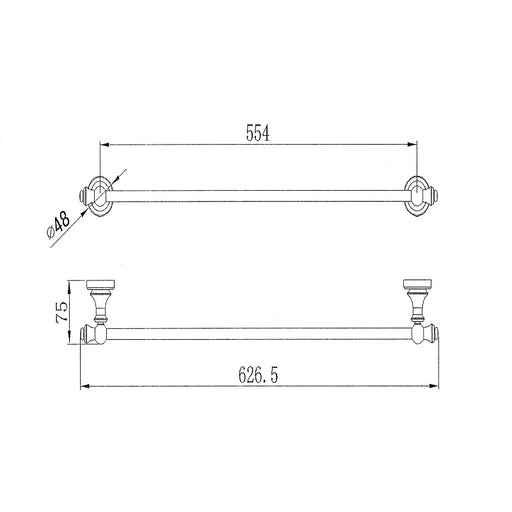 Bordeaux/Montpellier Brushed Nickel Single Towel Rail - Acqua Bathrooms