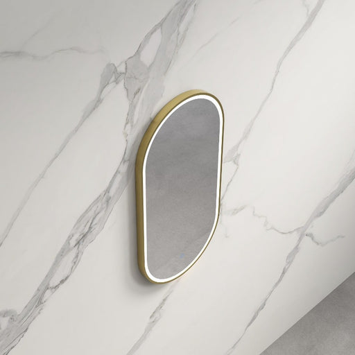 Metro | Oval Brushed Gold Framed LED Mirror - Three Light Temperatures - Acqua Bathrooms