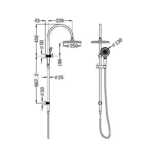 Nero Opal Brushed Bronze Multifunction Shower Rail - Acqua Bathrooms