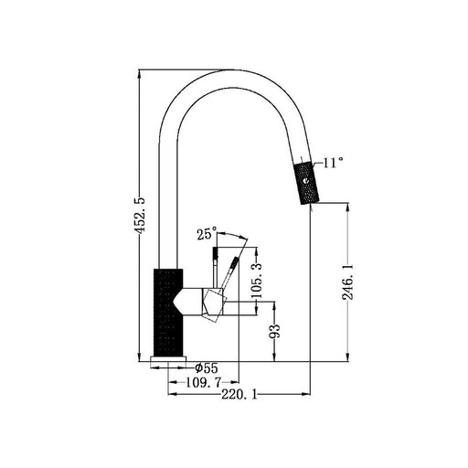 Nero | Opal Brushed Gold Pull Out Kitchen Mixer - Acqua Bathrooms