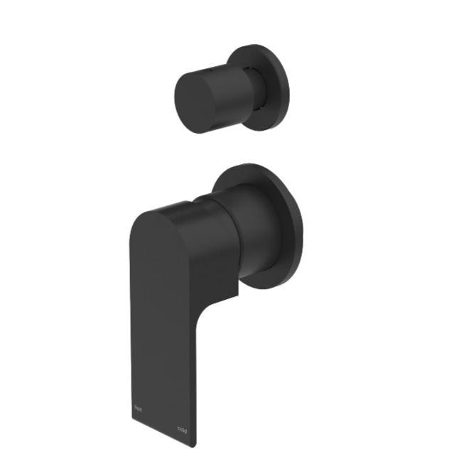 Nero | Bianca Matte Black Separate Plate Wall Diverter Mixer - Acqua Bathrooms