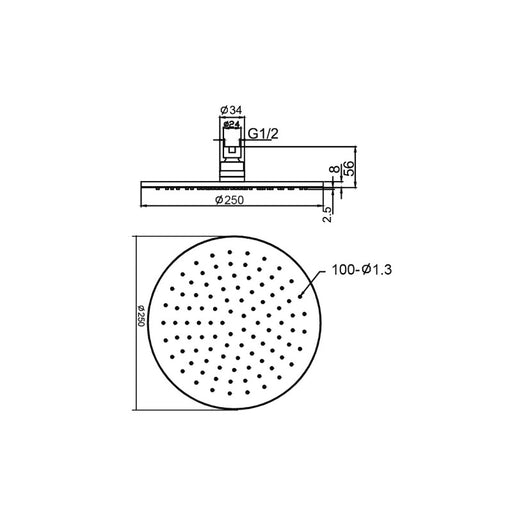 Nero | Round 250mm Shower Head - Acqua Bathrooms