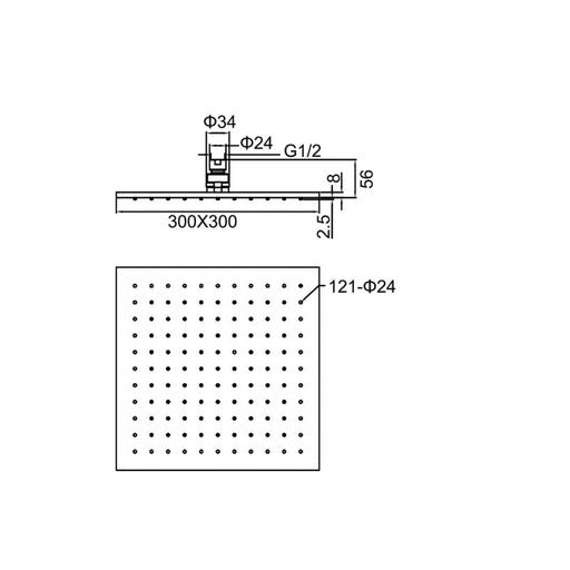 Nero | Square 300mm Shower Head - Acqua Bathrooms