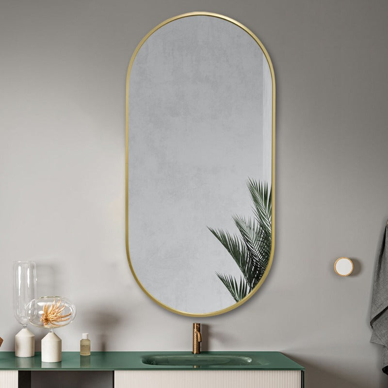 Indulge | Oval Brushed Gold Framed Mirror - Acqua Bathrooms