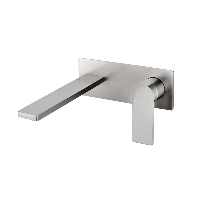 Ikon Ruki Brushed Nickel Wall Basin Mixer/Bath Spout - Acqua Bathrooms