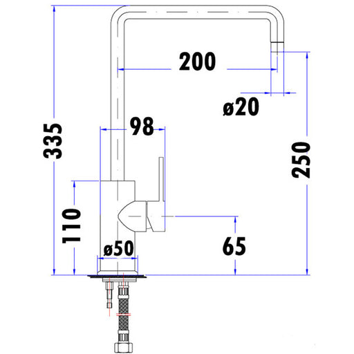 Cesena Rectangle Kitchen Mixer - Acqua Bathrooms