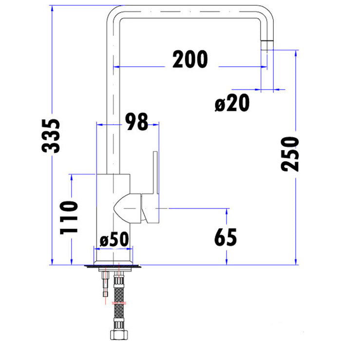 Cesena Rectangle Kitchen Mixer - Acqua Bathrooms