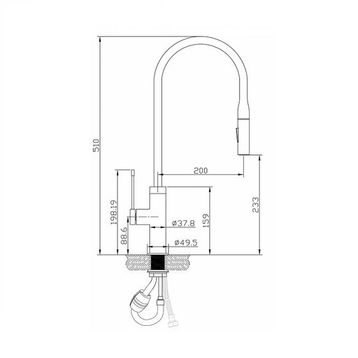 Aziz Black Pull Out Kitchen Mixer - Acqua Bathrooms