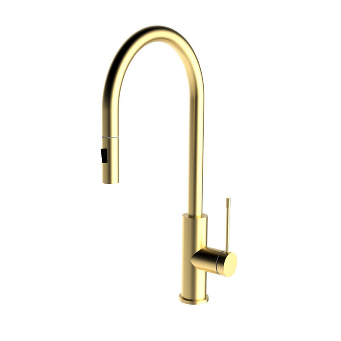 Aziz Lux Brushed Gold Pull Out Kitchen Mixer - Acqua Bathrooms