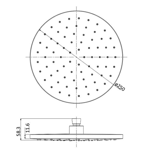 Cesena Gun Metal Grey Round 250mm Shower Head - Acqua Bathrooms