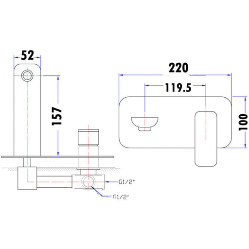 Nova Wall Basin Mixer/Bath Spout - Acqua Bathrooms