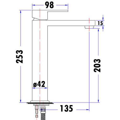 Messina Tall Square Basin Mixer - Acqua Bathrooms