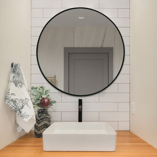 Indulge | Round 600mm Matte Black Framed Mirror - Acqua Bathrooms