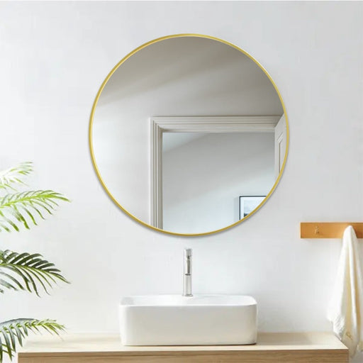 Indulge | Round 600mm Brushed Gold Framed Mirror - Acqua Bathrooms