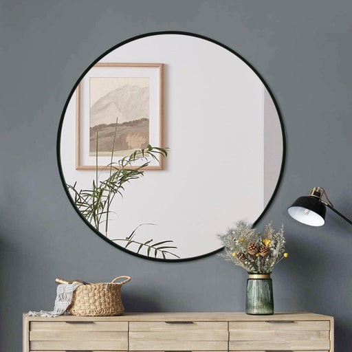 Indulge | Round 800mm Matte Black Framed Mirror - Acqua Bathrooms