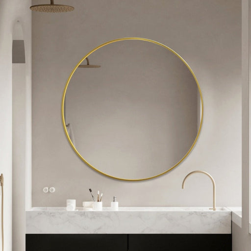 Indulge | Round 800mm Brushed Gold Framed Mirror - Acqua Bathrooms