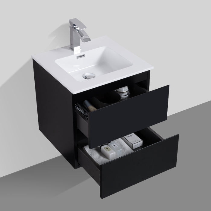 Sella 600mm Matte Black Wall Hung Vanity by Indulge® - Acqua Bathrooms