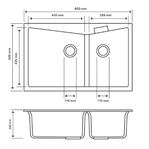 Carysil | 800 Grey Granite Kitchen Sink - Acqua Bathrooms