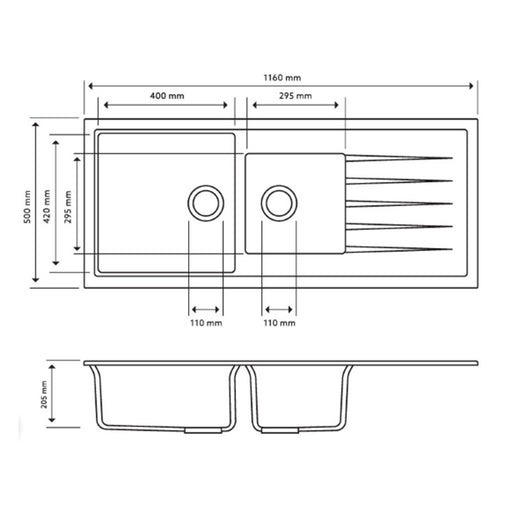 Carysil | 1160 Vivladi Black Granite Kitchen Sink - Acqua Bathrooms