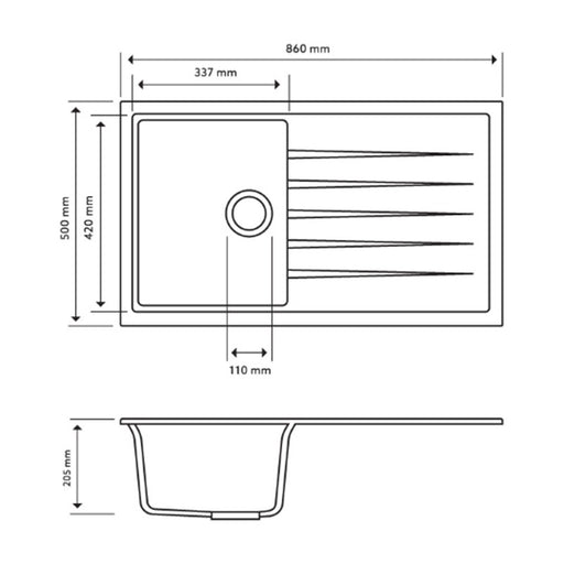 Carysil | 860 Vivaldi Grey Granite Kitchen Sink - Acqua Bathrooms