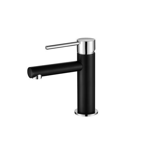 Star Mini Matte Black & Chrome Basin Mixer - Acqua Bathrooms