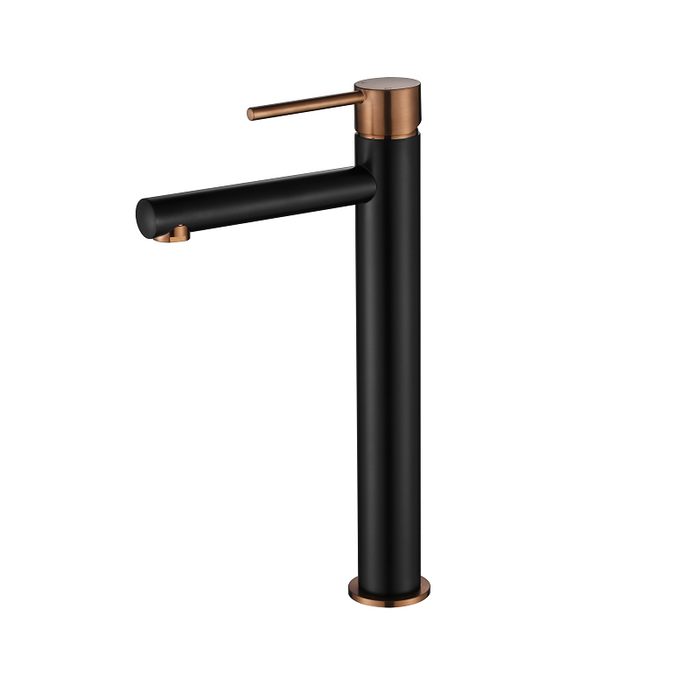 Star Mini Matte Black & Champagne Tall Basin Mixer - Acqua Bathrooms