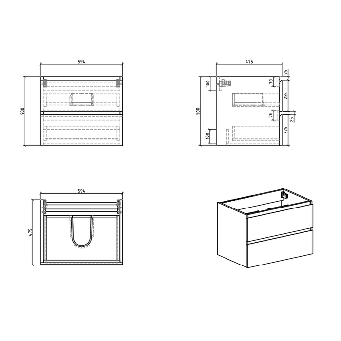 Sella 600mm Grey Ash Wall Hung Vanity by Indulge® - Acqua Bathrooms