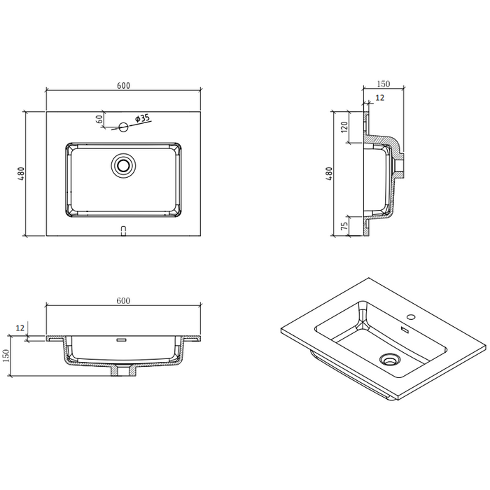 Sella 600mm Grey Ash Wall Hung Vanity by Indulge® - Acqua Bathrooms