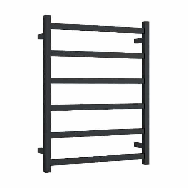 BS48MB Matt Black Straight Square Ladder Heated Towel Rail - Acqua Bathrooms