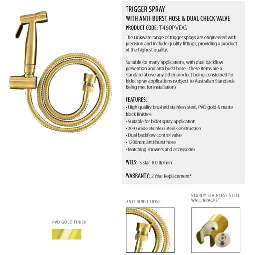 Brushed Gold Trigger Spray Bidet - Acqua Bathrooms