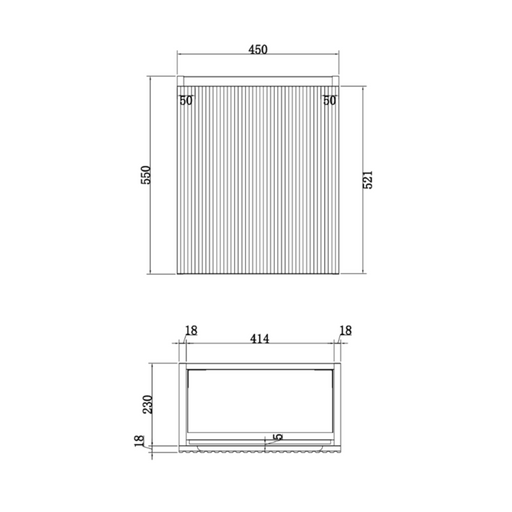 Riva | Vienna Matte Black Fluted 450mm Wall Hung Vanity - Acqua Bathrooms