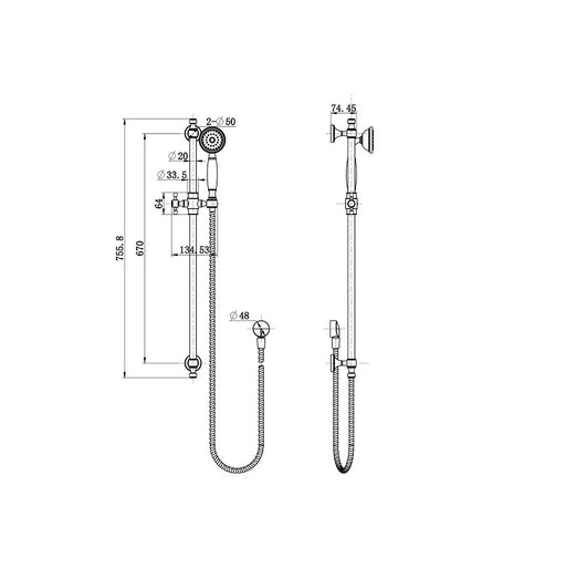 Bordeaux Traditional Shower Rail Set - Acqua Bathrooms