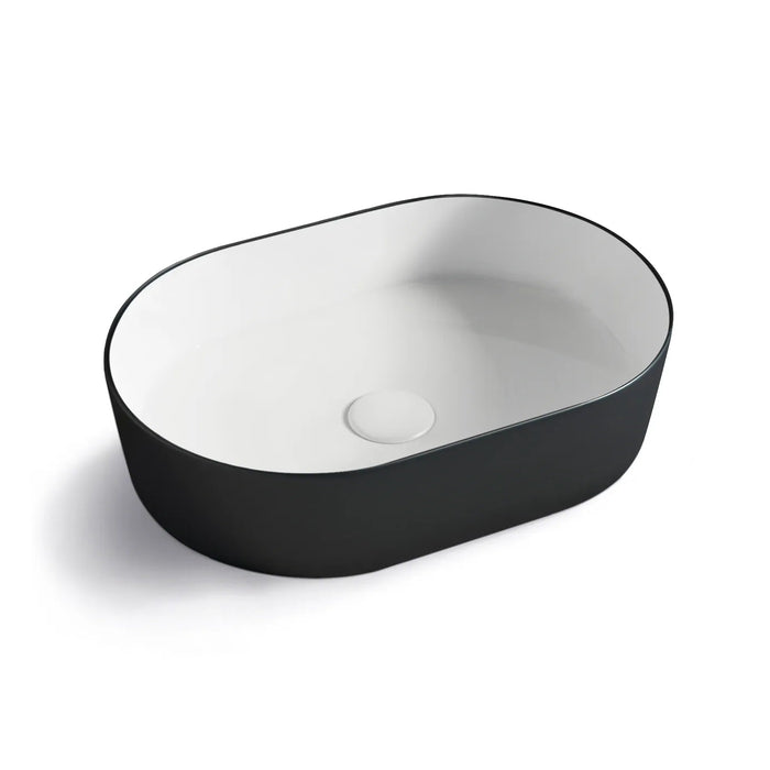 Otti Australia | Quay Matte Black & White Oval Above Counter Basin - Acqua Bathrooms