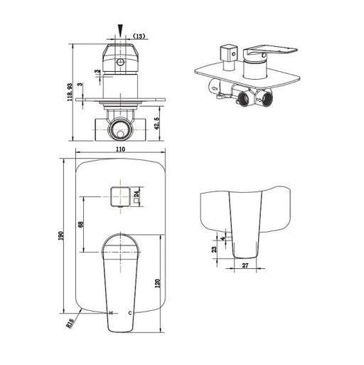 Cascade Wall Diverter - Acqua Bathrooms